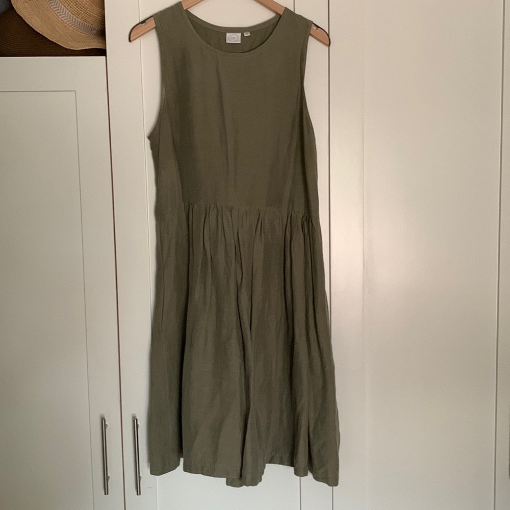 Stunning Olive Linen Blend Dress